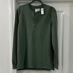 Old Navy Men's Green Long Sleeve Henley